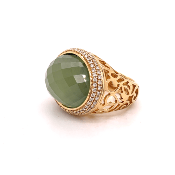 Choices by DL | Oval Large Ajour Ring Prehnite  </a>