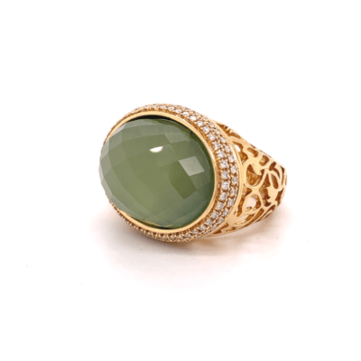 Choices by DL | Oval Large Ajour Ring Prehnite  </a>